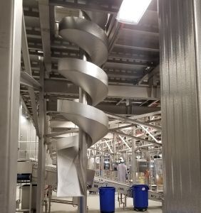 Spiral Chute Inside Food Plant